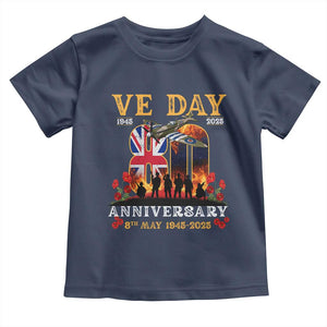 VE Day 80th Anniversary Toddler T Shirt 2025 Celebration Union Flag WWII Remembrance TS02 Navy Print Your Wear