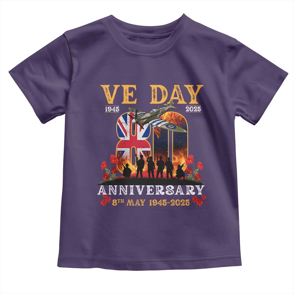 VE Day 80th Anniversary Toddler T Shirt 2025 Celebration Union Flag WWII Remembrance TS02 Purple Print Your Wear