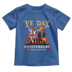 VE Day 80th Anniversary Toddler T Shirt 2025 Celebration Union Flag WWII Remembrance TS02 Royal Blue Print Your Wear