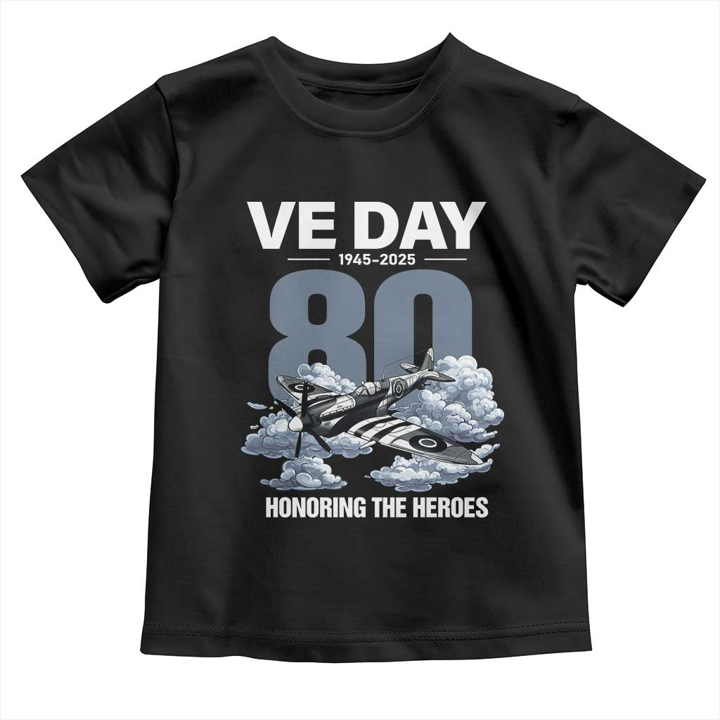 VE Day 80th Anniversary Toddler T Shirt 2025 Celebration WWII Remembrance Retro TS02 Black Print Your Wear