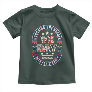 VE Day 80th Anniversary Toddler T Shirt 2025 Patriotic WWII Remembrance Vintage TS02 Dark Forest Green Print Your Wear