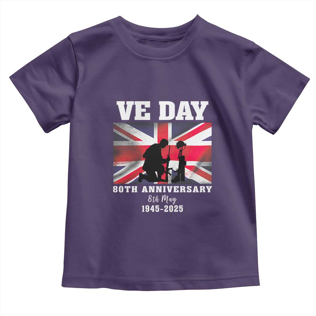 VE Day 80th Anniversary Toddler T Shirt Victory in Europe Union Flag WWII Remembrance TS02 Purple Print Your Wear