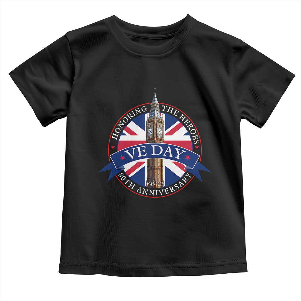 VE Day 80th Anniversary Toddler T Shirt WWII Remembrance 2025 Celebrations London TS02 Black Print Your Wear