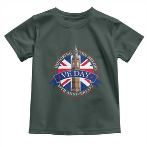 VE Day 80th Anniversary Toddler T Shirt WWII Remembrance 2025 Celebrations London TS02 Dark Forest Green Print Your Wear