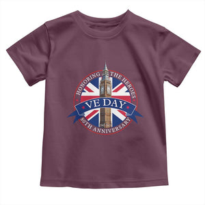VE Day 80th Anniversary Toddler T Shirt WWII Remembrance 2025 Celebrations London TS02 Maroon Print Your Wear