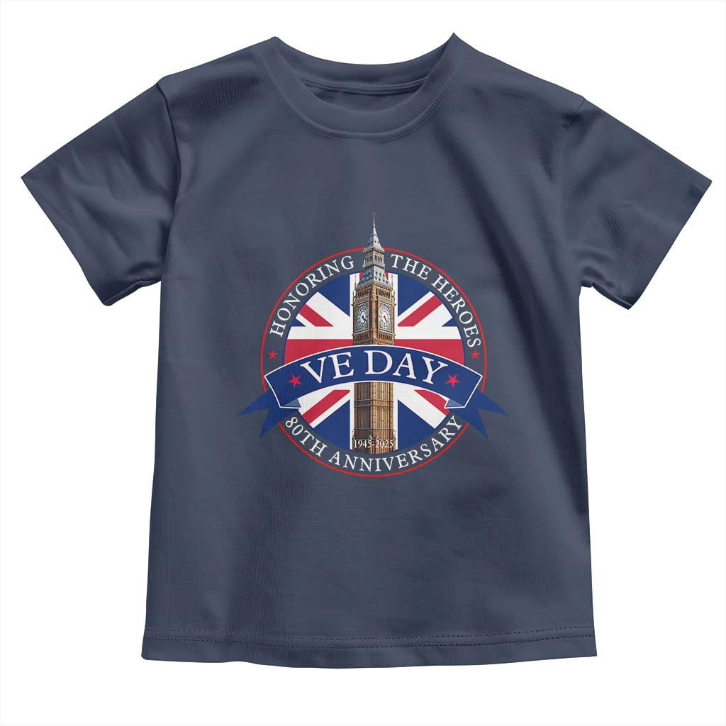 VE Day 80th Anniversary Toddler T Shirt WWII Remembrance 2025 Celebrations London TS02 Navy Print Your Wear
