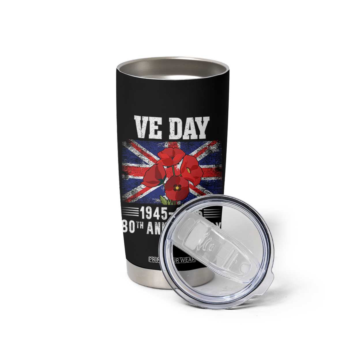 VE Day 80th Anniversary Tumbler Cup 2025 Celebration Union Flag Poppies WWII Remembrance TS02 Print Your Wear