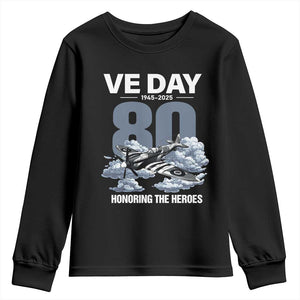 VE Day 80th Anniversary Youth Sweatshirt 2025 Celebration WWII Remembrance Retro TS02 Black Print Your Wear