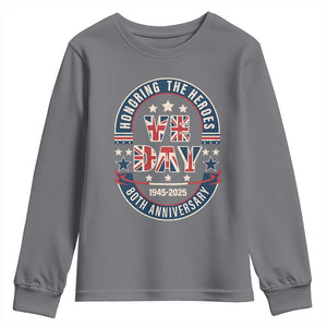 VE Day 80th Anniversary Youth Sweatshirt 2025 Patriotic WWII Remembrance Vintage TS02 Charcoal Print Your Wear