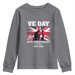 VE Day 80th Anniversary Youth Sweatshirt Victory in Europe Union Flag WWII Remembrance TS02 Charcoal Print Your Wear