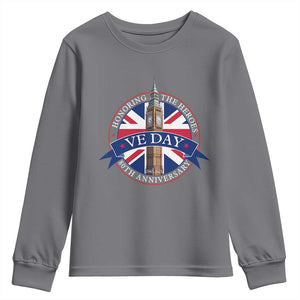 VE Day 80th Anniversary Youth Sweatshirt WWII Remembrance 2025 Celebrations London TS02 Charcoal Print Your Wear