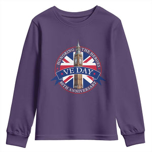 VE Day 80th Anniversary Youth Sweatshirt WWII Remembrance 2025 Celebrations London TS02 Purple Print Your Wear