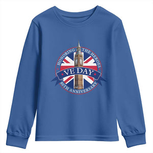 VE Day 80th Anniversary Youth Sweatshirt WWII Remembrance 2025 Celebrations London TS02 Royal Blue Print Your Wear