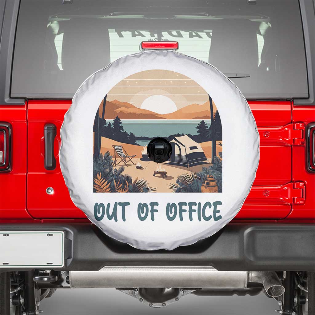 Vacation Spare Tire Cover Out Of Office Travel Blogger TS11 White Print Your Wear
