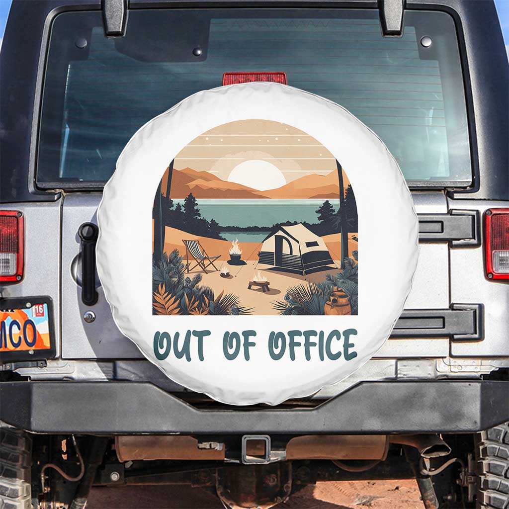 Vacation Spare Tire Cover Out Of Office Travel Blogger TS11 No hole White Print Your Wear