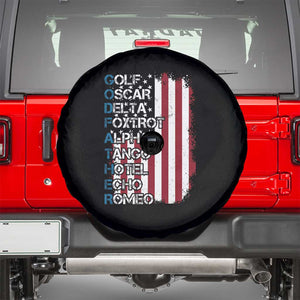 Veteran Dad Uncle Spare Tire Cover Godfather Phonetic Alphabet American Flag TS11 Black Print Your Wear