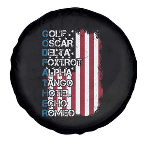 Veteran Dad Uncle Spare Tire Cover Godfather Phonetic Alphabet American Flag TS11 Print Your Wear