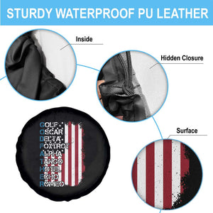 Veteran Dad Uncle Spare Tire Cover Godfather Phonetic Alphabet American Flag TS11 Print Your Wear