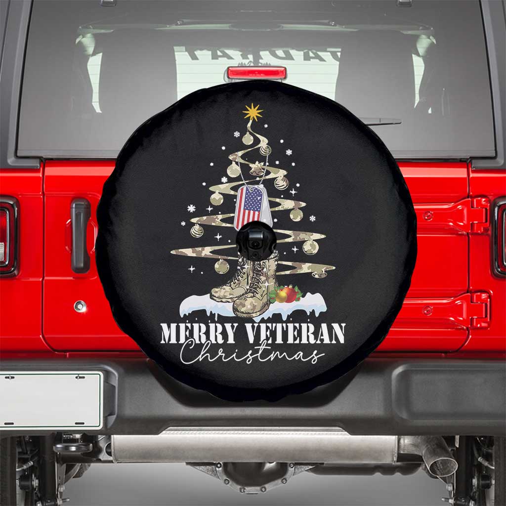 Veteran Day Xmas Spare Tire Cover Merry Veteran Christmas Fir Tree Dog Tag Combat Shoes TS11 Black Print Your Wear