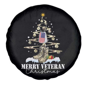 Veteran Day Xmas Spare Tire Cover Merry Veteran Christmas Fir Tree Dog Tag Combat Shoes TS11 Print Your Wear