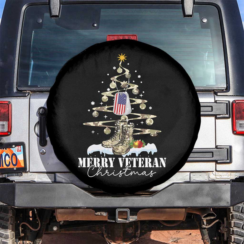 Veteran Day Xmas Spare Tire Cover Merry Veteran Christmas Fir Tree Dog Tag Combat Shoes TS11 No hole Black Print Your Wear
