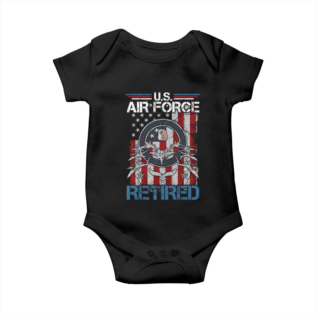 Veteran US Air Force Retired Baby Onesie Vintage American Flag TS11 Black Print Your Wear
