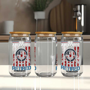 Veteran US Air Force Retired Glass Can Vintage American Flag TS11 Print Your Wear