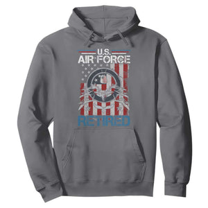 Veteran US Air Force Retired Hoodie Vintage American Flag TS11 Charcoal Print Your Wear