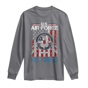 Veteran US Air Force Retired Long Sleeve Shirt Vintage American Flag TS11 Charcoal Print Your Wear