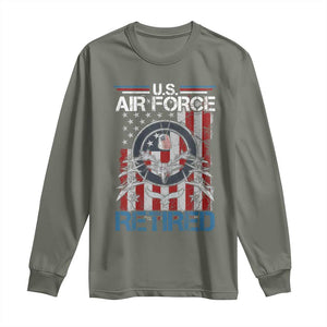 Veteran US Air Force Retired Long Sleeve Shirt Vintage American Flag TS11 Military Green Print Your Wear