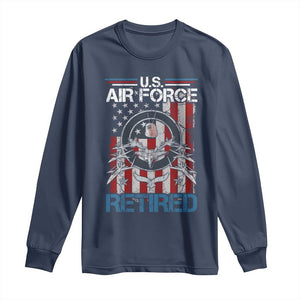 Veteran US Air Force Retired Long Sleeve Shirt Vintage American Flag TS11 Navy Print Your Wear