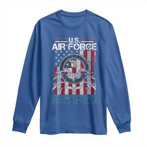 Veteran US Air Force Retired Long Sleeve Shirt Vintage American Flag TS11 Royal Blue Print Your Wear