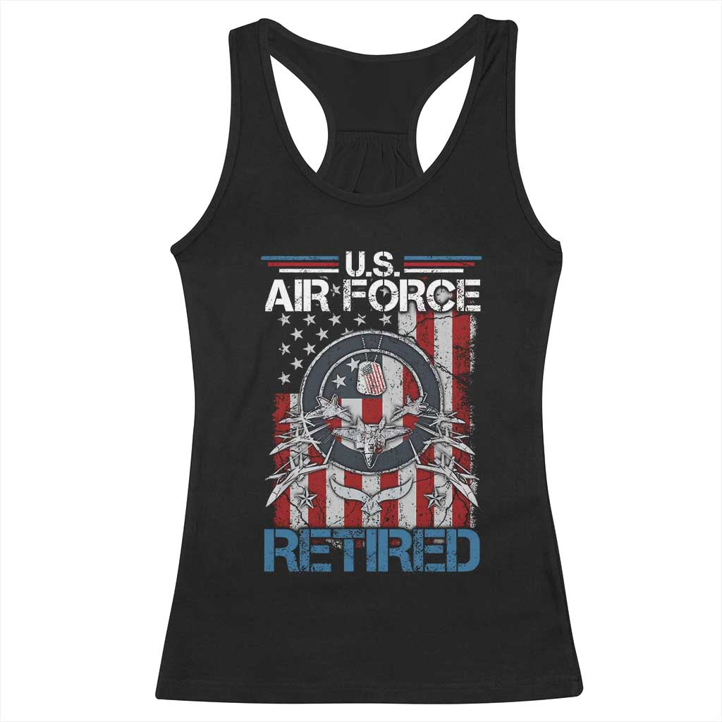 Veteran US Air Force Retired Racerback Tank Top Vintage American Flag TS11 Black Print Your Wear