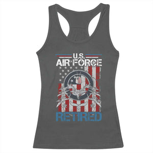 Veteran US Air Force Retired Racerback Tank Top Vintage American Flag TS11 Dark Heather Print Your Wear