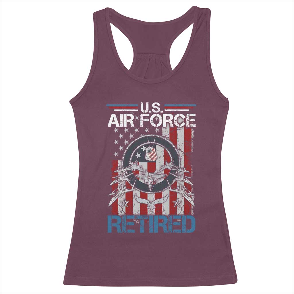 Veteran US Air Force Retired Racerback Tank Top Vintage American Flag TS11 Maroon Print Your Wear