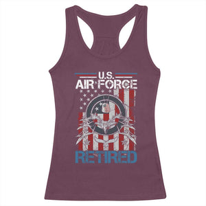 Veteran US Air Force Retired Racerback Tank Top Vintage American Flag TS11 Maroon Print Your Wear