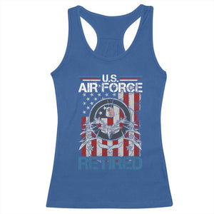 Veteran US Air Force Retired Racerback Tank Top Vintage American Flag TS11 Royal Blue Print Your Wear