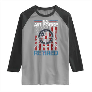 Veteran US Air Force Retired Raglan Shirt Vintage American Flag TS11 Sport Gray Black Print Your Wear