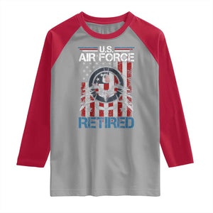 Veteran US Air Force Retired Raglan Shirt Vintage American Flag TS11 Sport Gray Red Print Your Wear