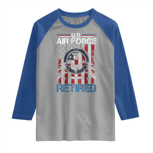 Veteran US Air Force Retired Raglan Shirt Vintage American Flag TS11 Sport Gray Royal Print Your Wear