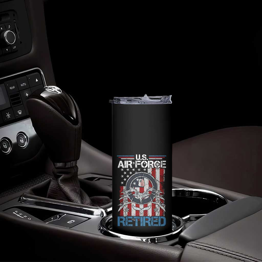 Veteran US Air Force Retired Skinny Tumbler Vintage American Flag TS11 Print Your Wear