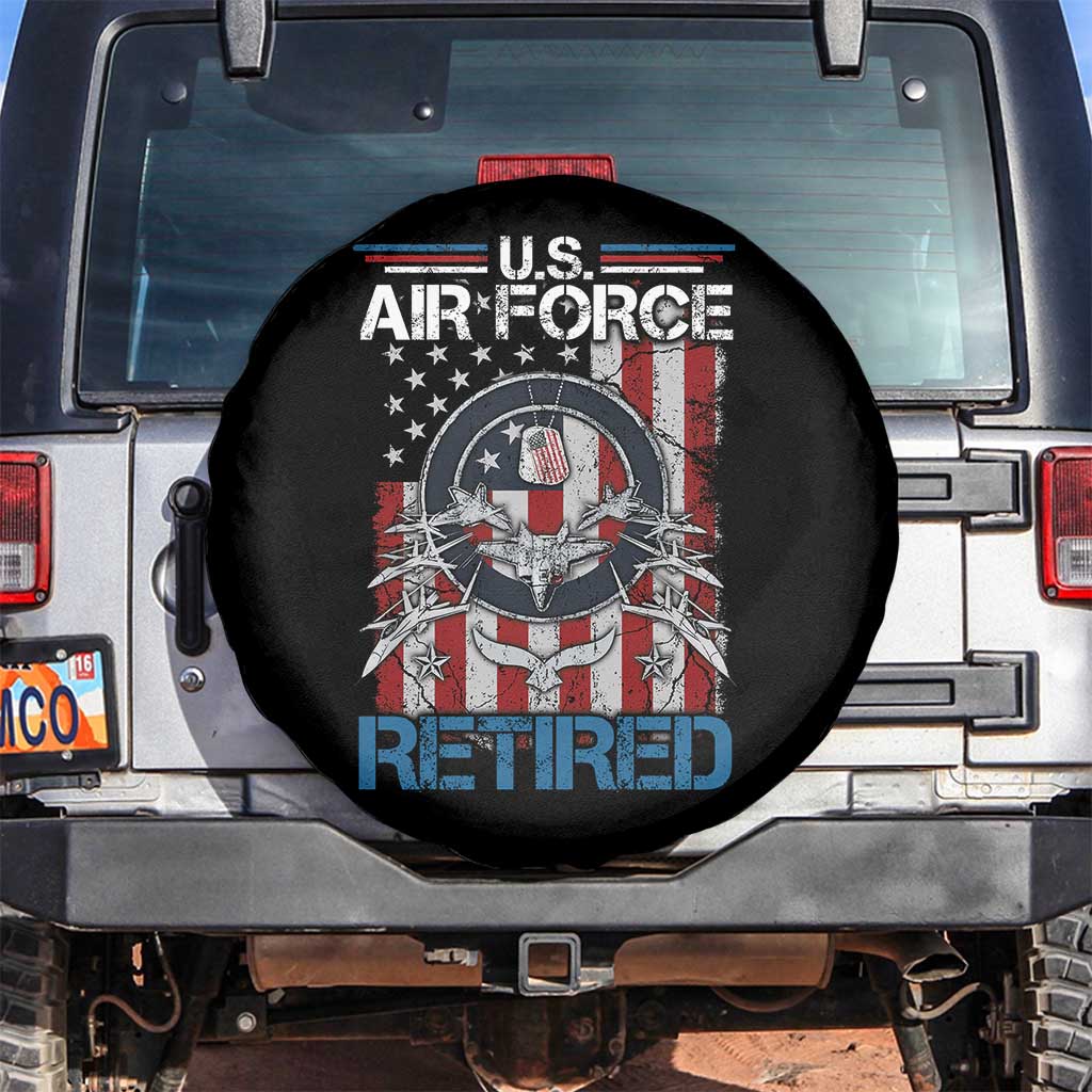 Veteran US Air Force Retired Spare Tire Cover Vintage American Flag TS11 No hole Black Print Your Wear
