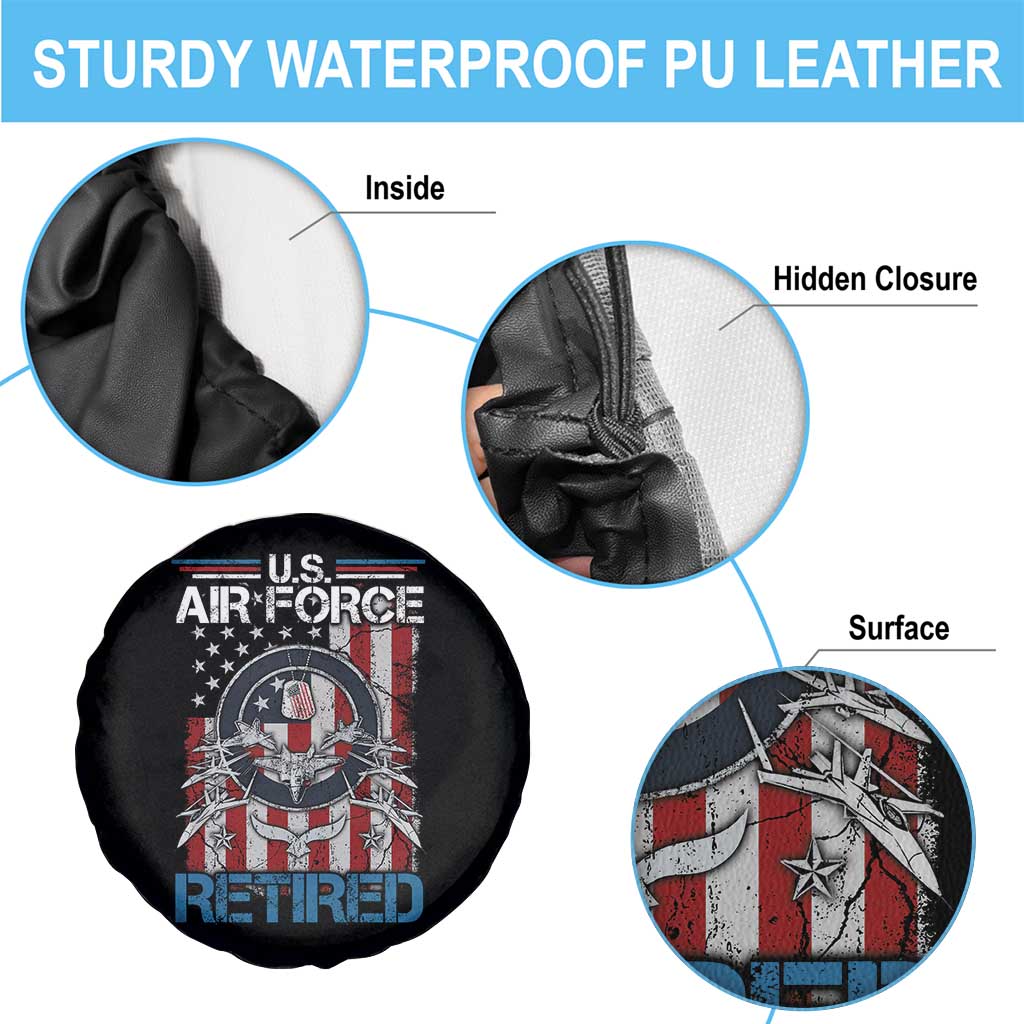 Veteran US Air Force Retired Spare Tire Cover Vintage American Flag TS11 Print Your Wear