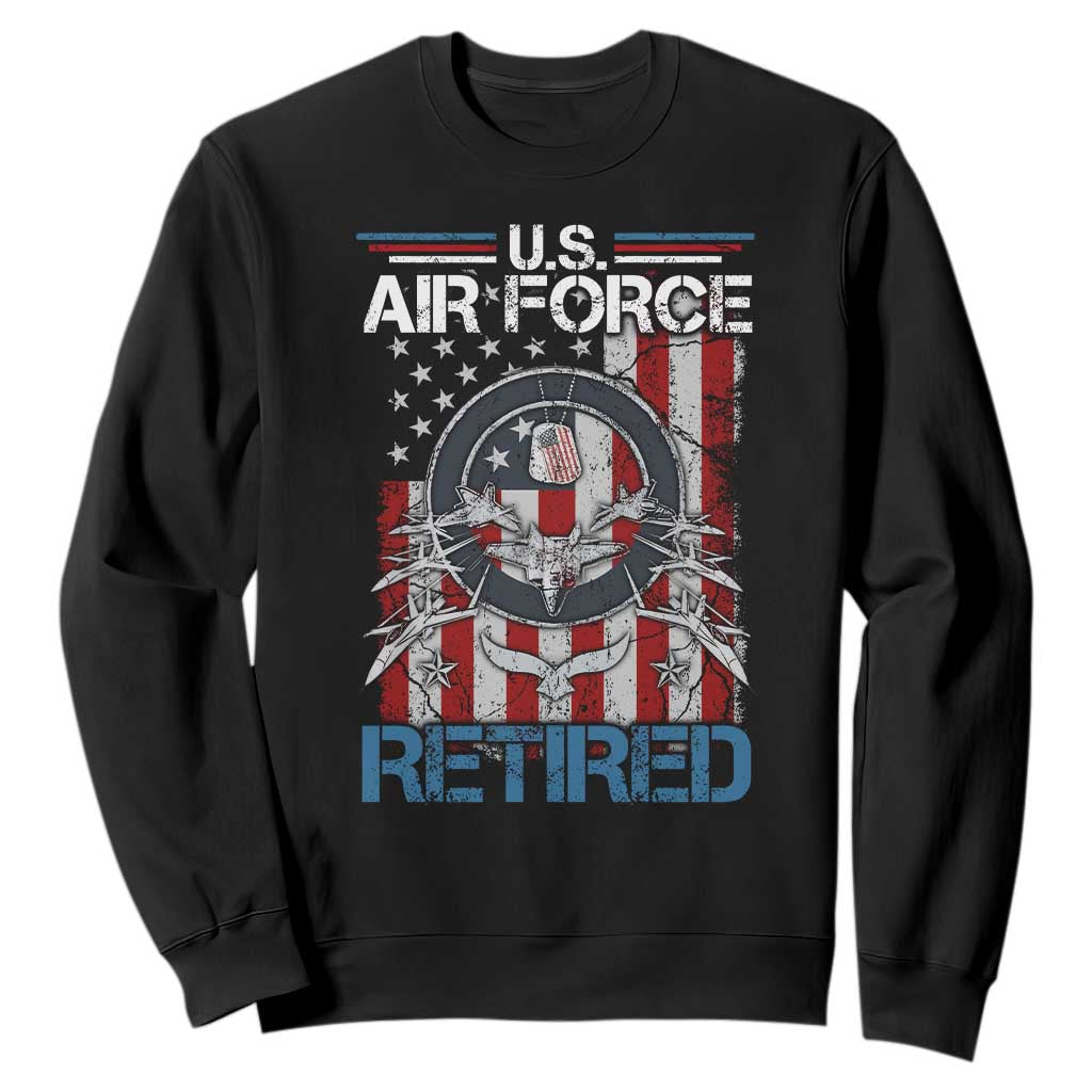 Veteran US Air Force Retired Sweatshirt Vintage American Flag TS11 Black Print Your Wear