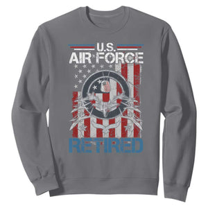 Veteran US Air Force Retired Sweatshirt Vintage American Flag TS11 Charcoal Print Your Wear