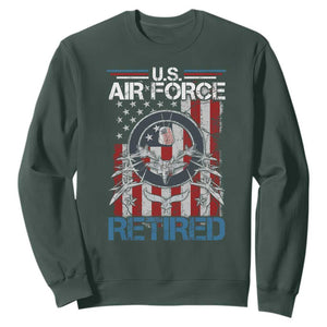 Veteran US Air Force Retired Sweatshirt Vintage American Flag TS11 Dark Forest Green Print Your Wear