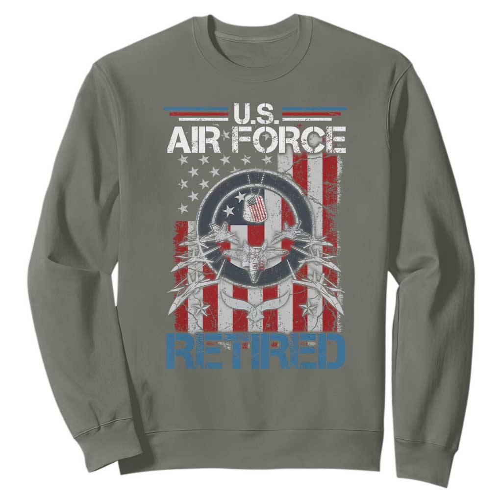 Veteran US Air Force Retired Sweatshirt Vintage American Flag TS11 Military Green Print Your Wear