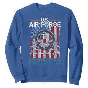 Veteran US Air Force Retired Sweatshirt Vintage American Flag TS11 Royal Blue Print Your Wear