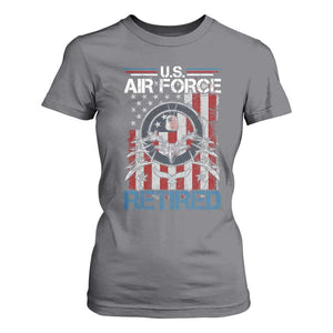 Veteran US Air Force Retired T Shirt For Women Vintage American Flag TS11 Charcoal Print Your Wear