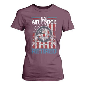Veteran US Air Force Retired T Shirt For Women Vintage American Flag TS11 Maroon Print Your Wear